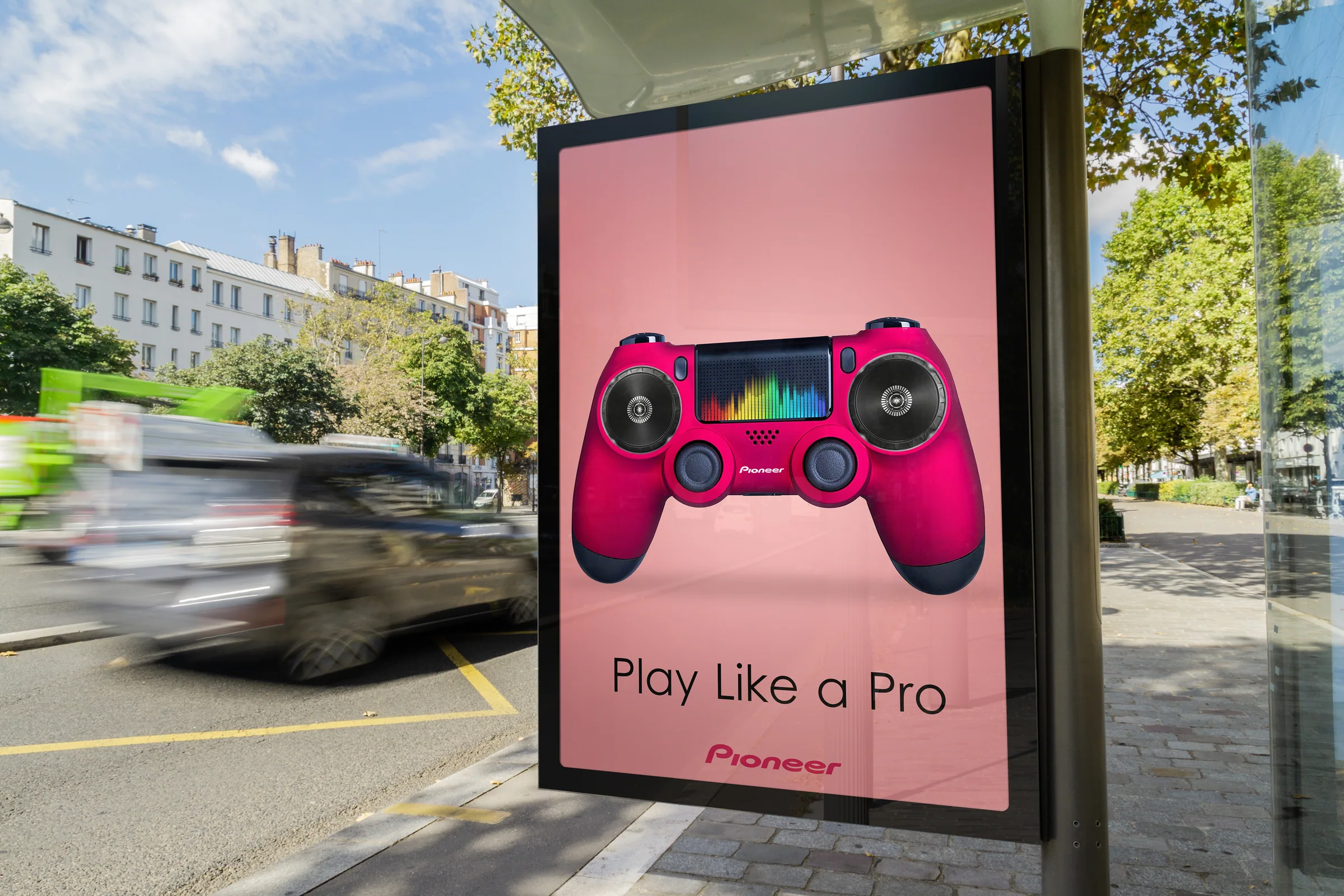 פוסטר Play Like a Pro בתחנת אוטובוס